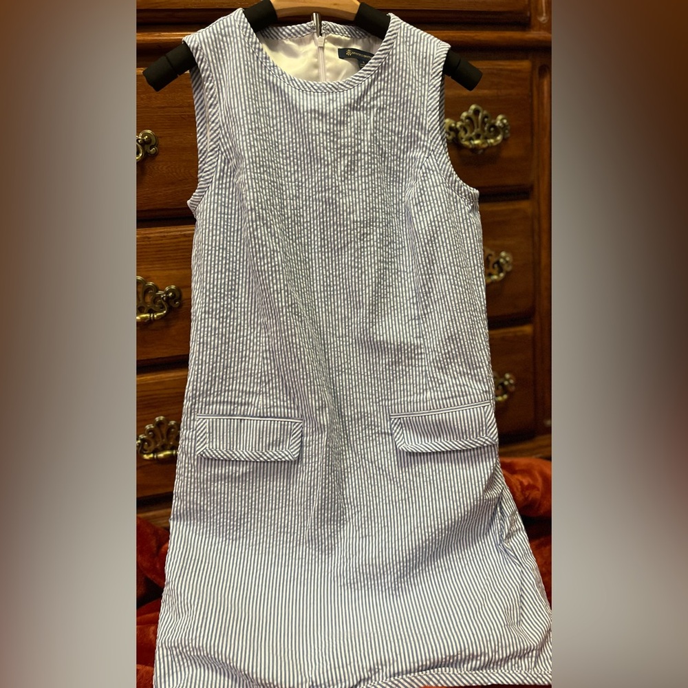 Brooks Brothers Blue and White Striped Sleeveless Mini Dress
